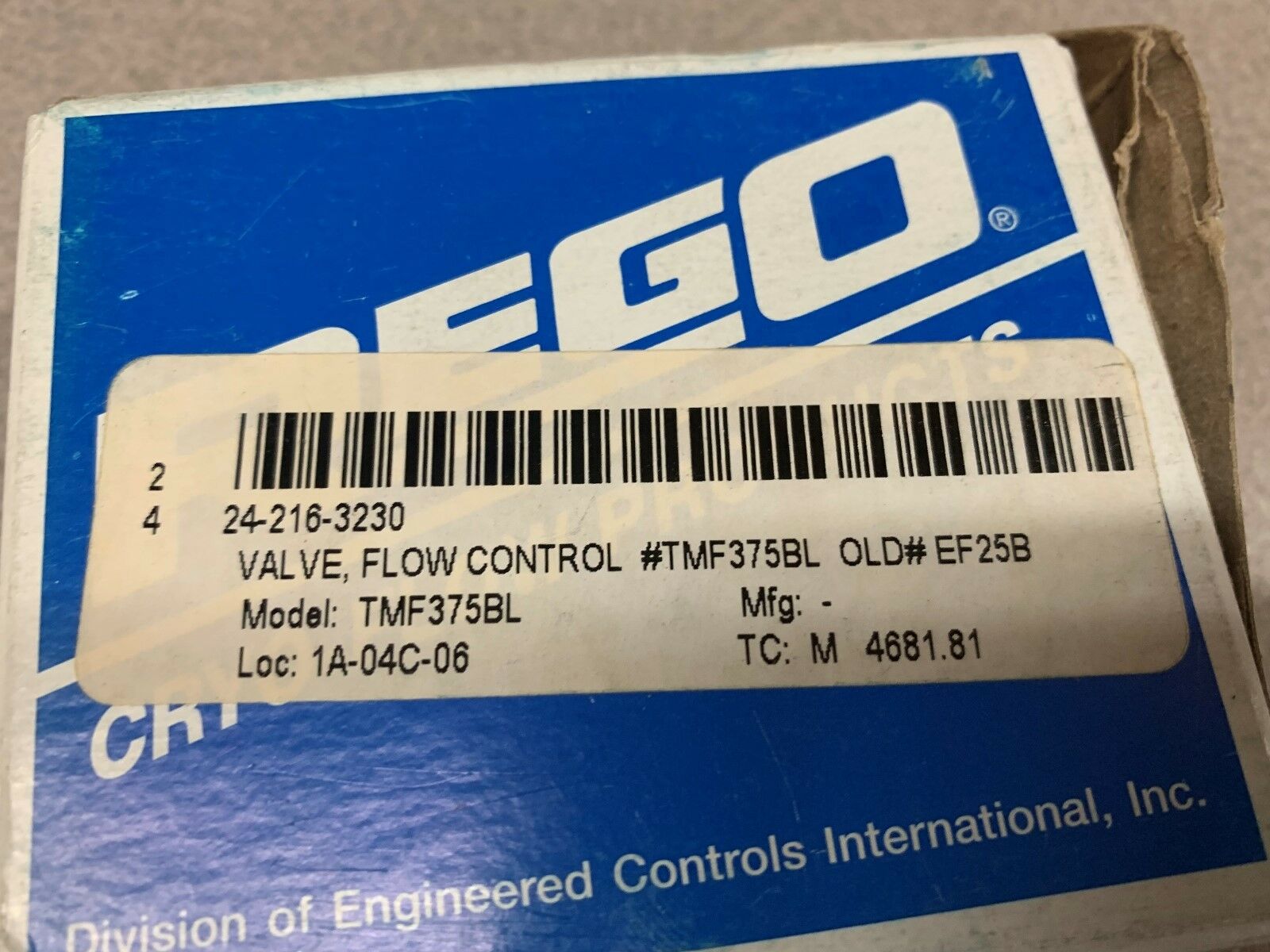 NEW IN BOX REGO VALVE TMF37BL