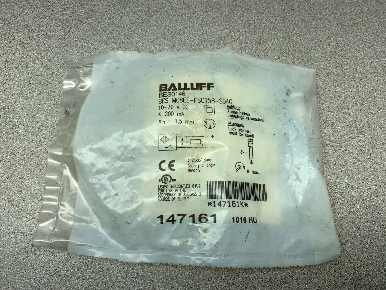 NEW IN PACKAGE BALLUFF SENSOR BES M08EE-PSC15B-S04G