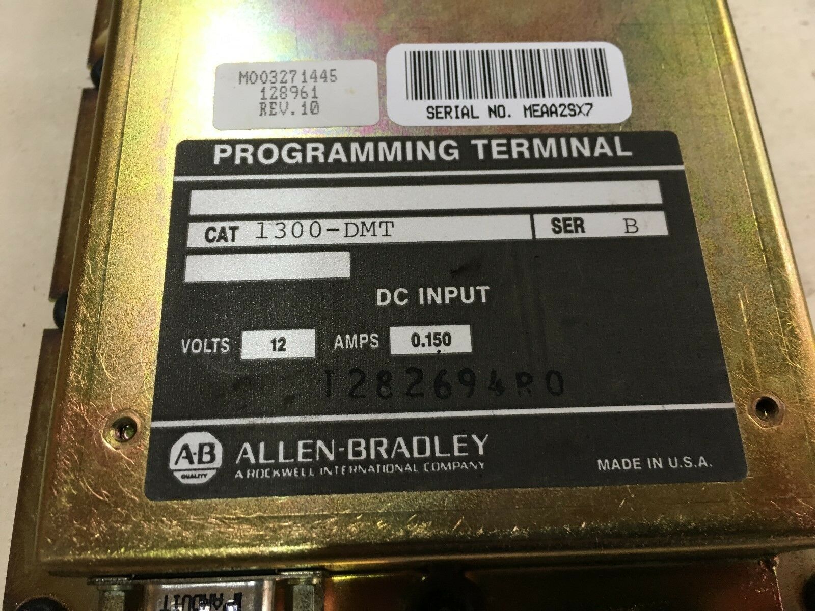 USED ALLEN-BRADLEY PROGRAMMING TERMINAL 1300-DMT SERIES B