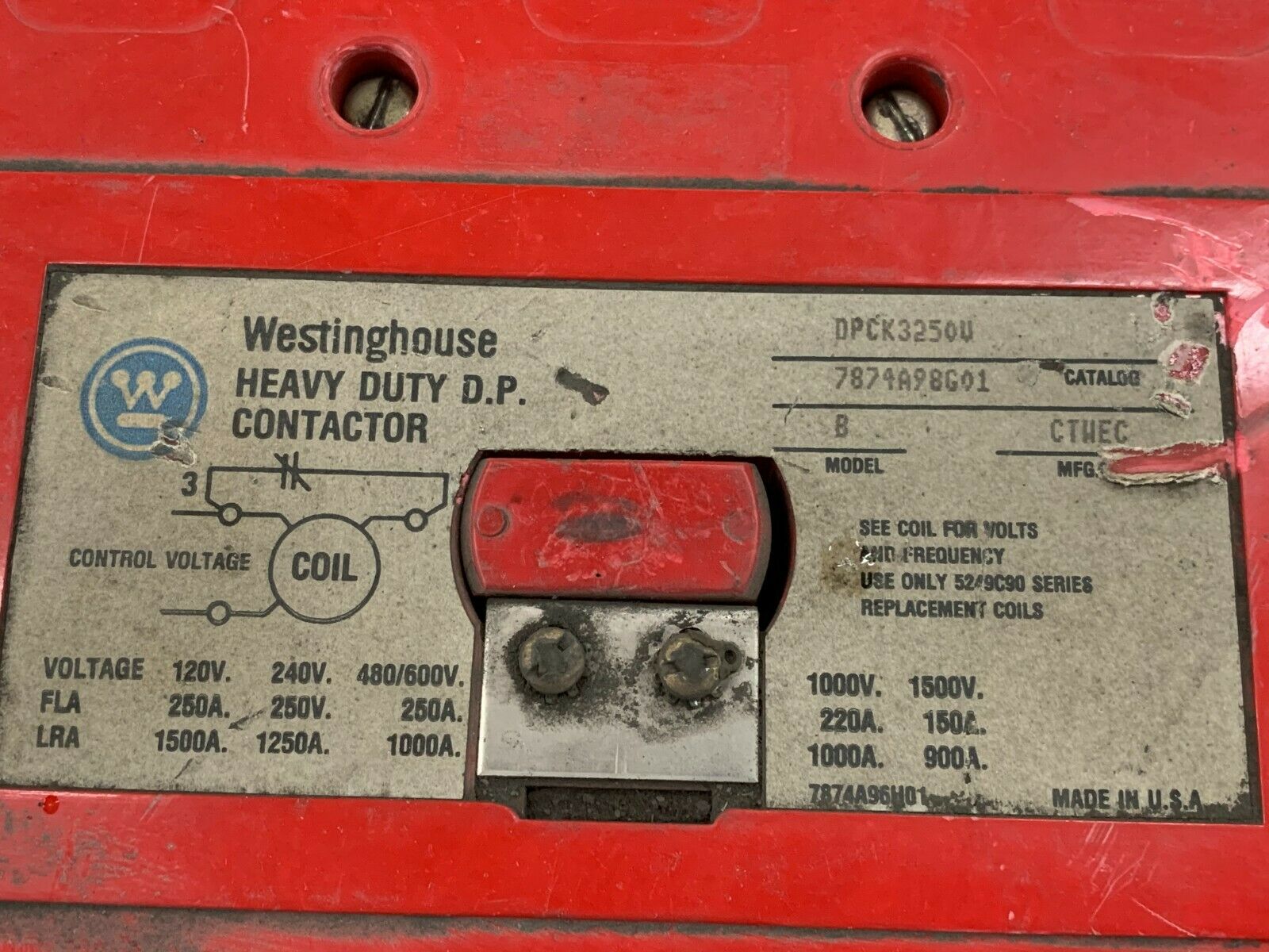 USED WESTINGHOUSE DPCK3250V HEAVY DUTY DP CONTACTOR 766A196G07