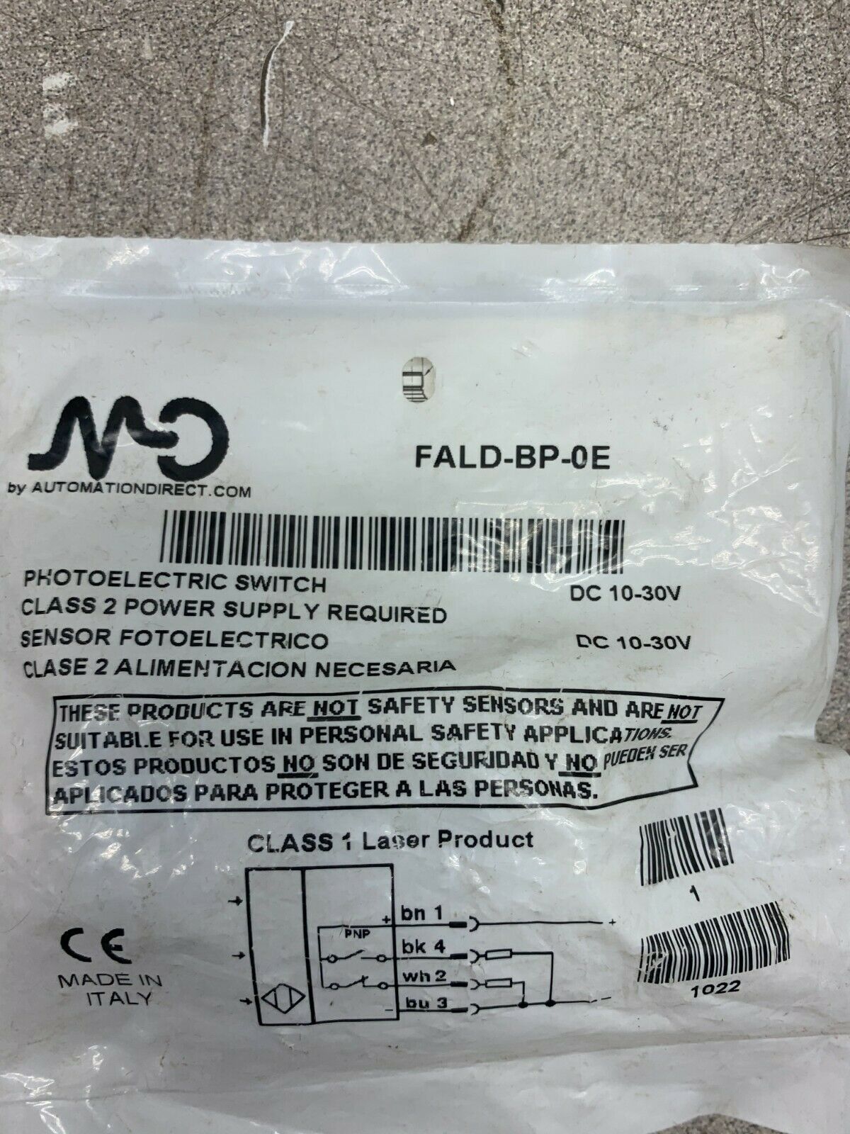 NEW IN PACKAGE AUTOMATION DIRECT PHOTOELECTRIC SWITCH FALD-BP-0E
