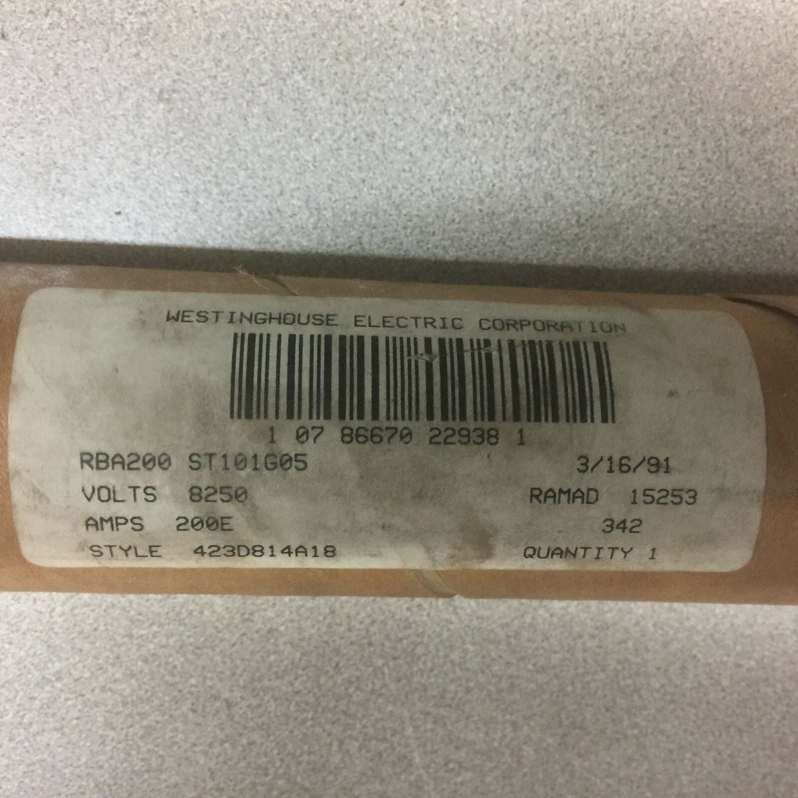 NEW IN BOX WESTINGHOUSE 200E AMP 8.25 KV FUSE RBA200 ST101G05