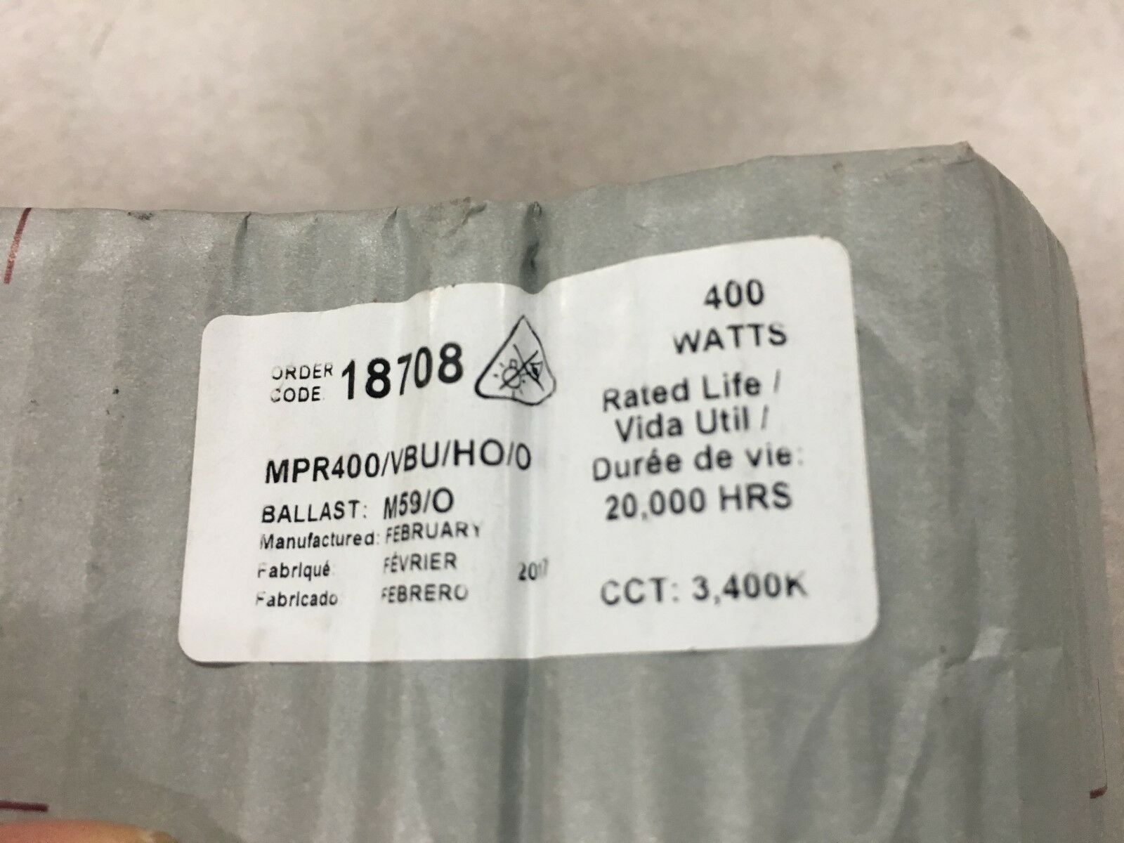 NEW GE MULTI-VAPOR 18708 LAMP MPR400/VBU/HO/O