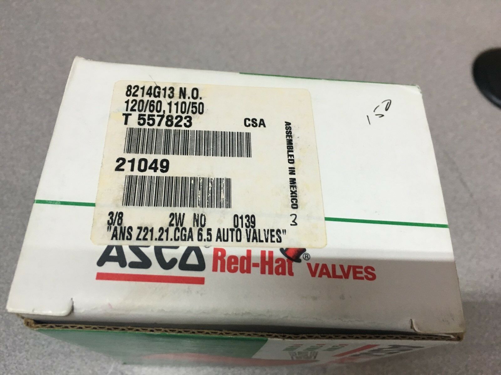 NEW IN BOX ASCO RED HAT VALVE 3/8" PIPE SIZE 8214G13 N.O.