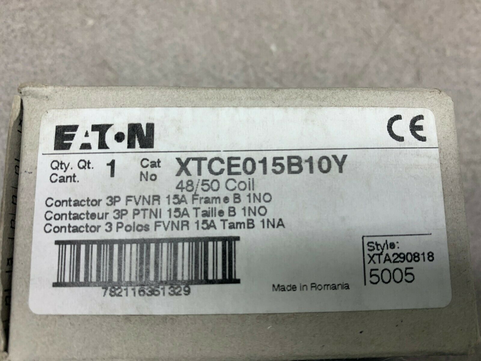 NEW IN BOX EATON CONTACTOR XTCE015B10Y