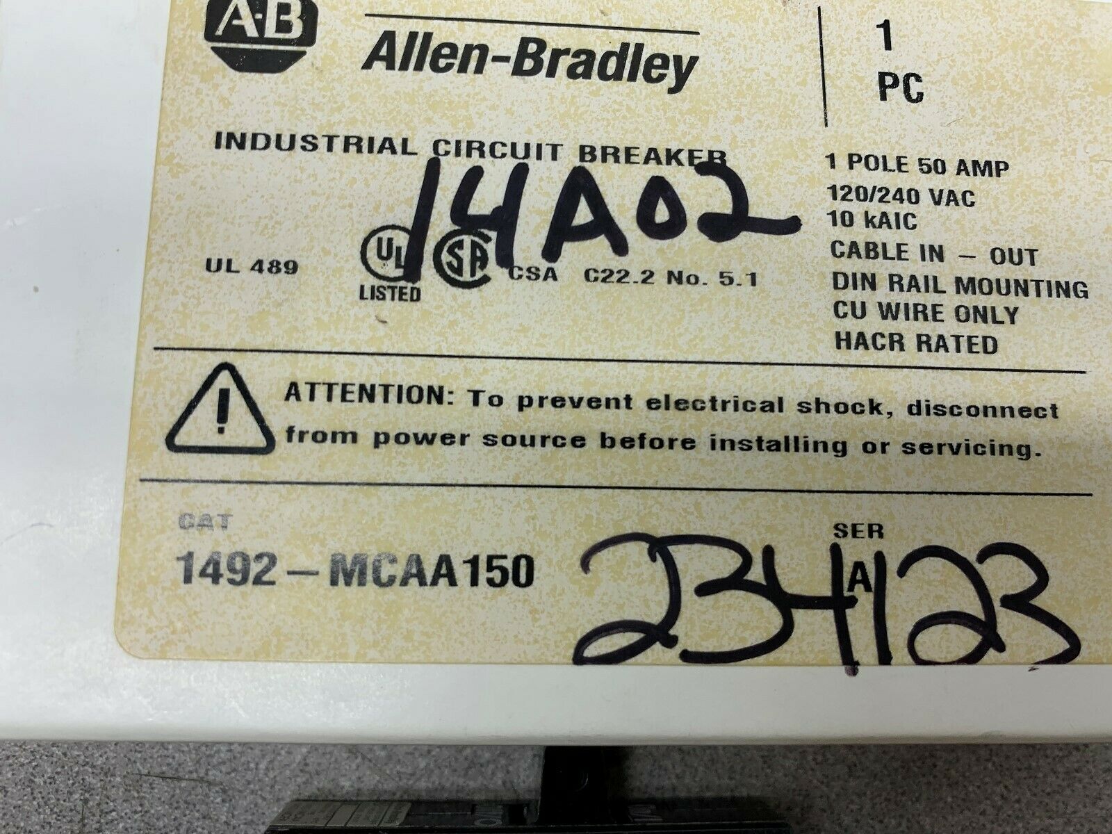 NEW IN BOX ALLEN BRADLEY BREAKER 1492-MCAA150