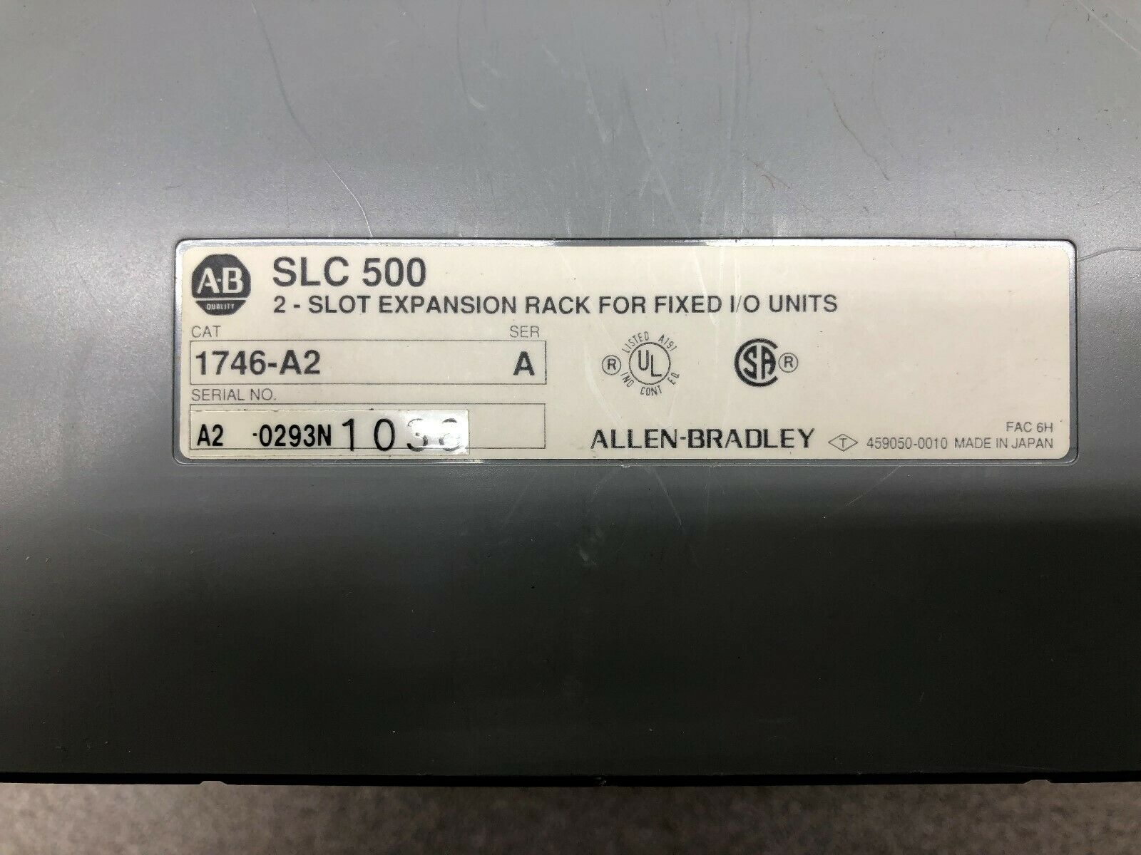 USED ALLEN BRADLEY SLC 500 2-SLOT EXPANSION RACK FOR FIXED I/O UNITS 1746-A2