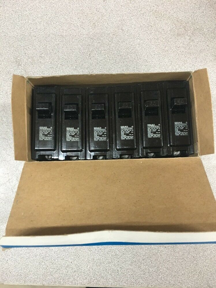 LOT OF 6 NEW IN BOX GOULD 1 POLE 60 AMP CIRCUIT BREAKERS Q160