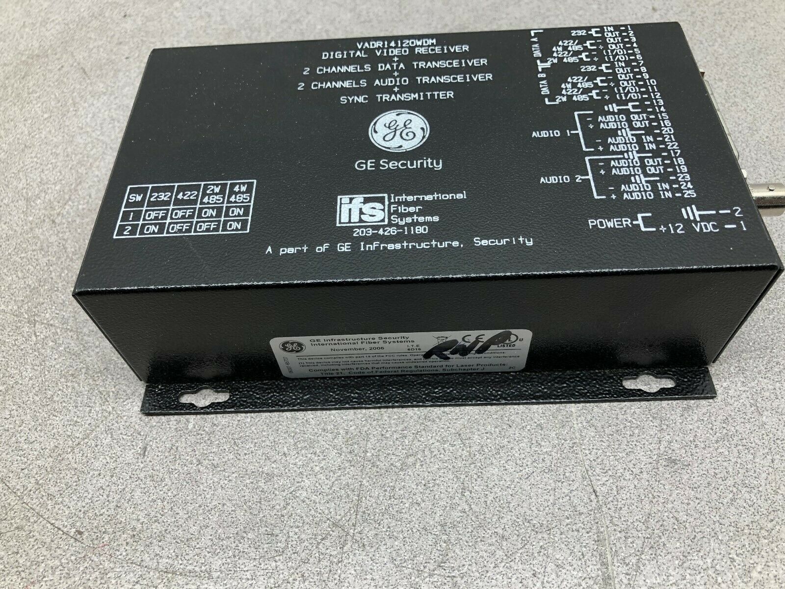 USED GE SECURITY IFS DIGITAL VIDEO RECEIVER VADR14120WDM