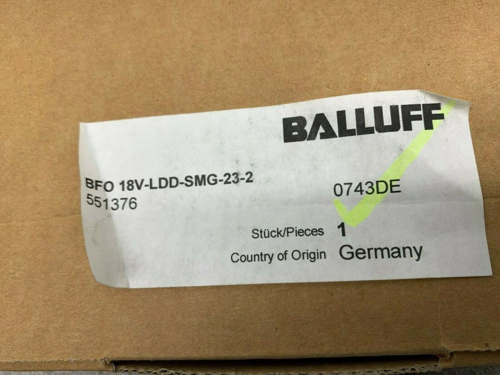 NEW IN BOX BALLUFF OPTICAL FIBER BFO- 18V-LDD-SMG-23-2