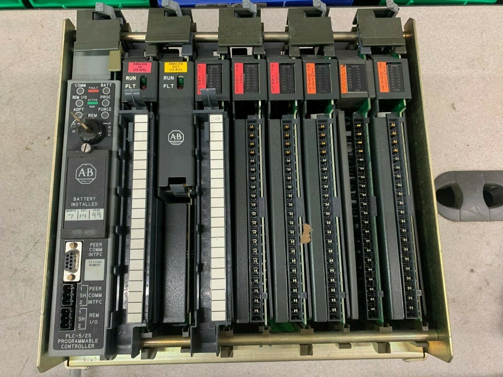 USED ALLEN-BRADLEY PLC-5 CHASSIS 1771-A2B WITH MODULES & PROCESSOR