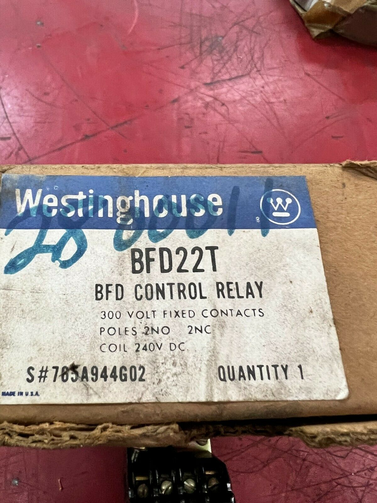 NEW IN BOX WESTINGHOUSE 765A944G02 CONTROL RELAY BFD22T