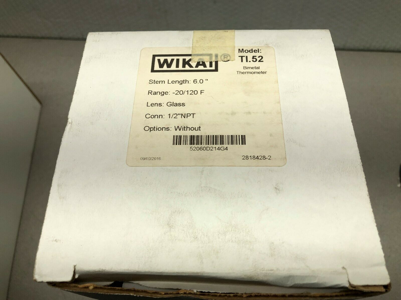 NEW IN BOX WIKAI TI.52 6.0"-20/120 F 1/2 NPT GLASS LENS BIMETAL THERMOMETER 5206