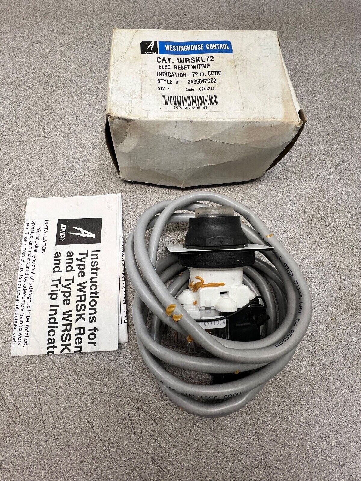 NEW IN BOX WESTINGHOUSE ELEC. RESET W/TRIP INDICATION CORD WRSKL72