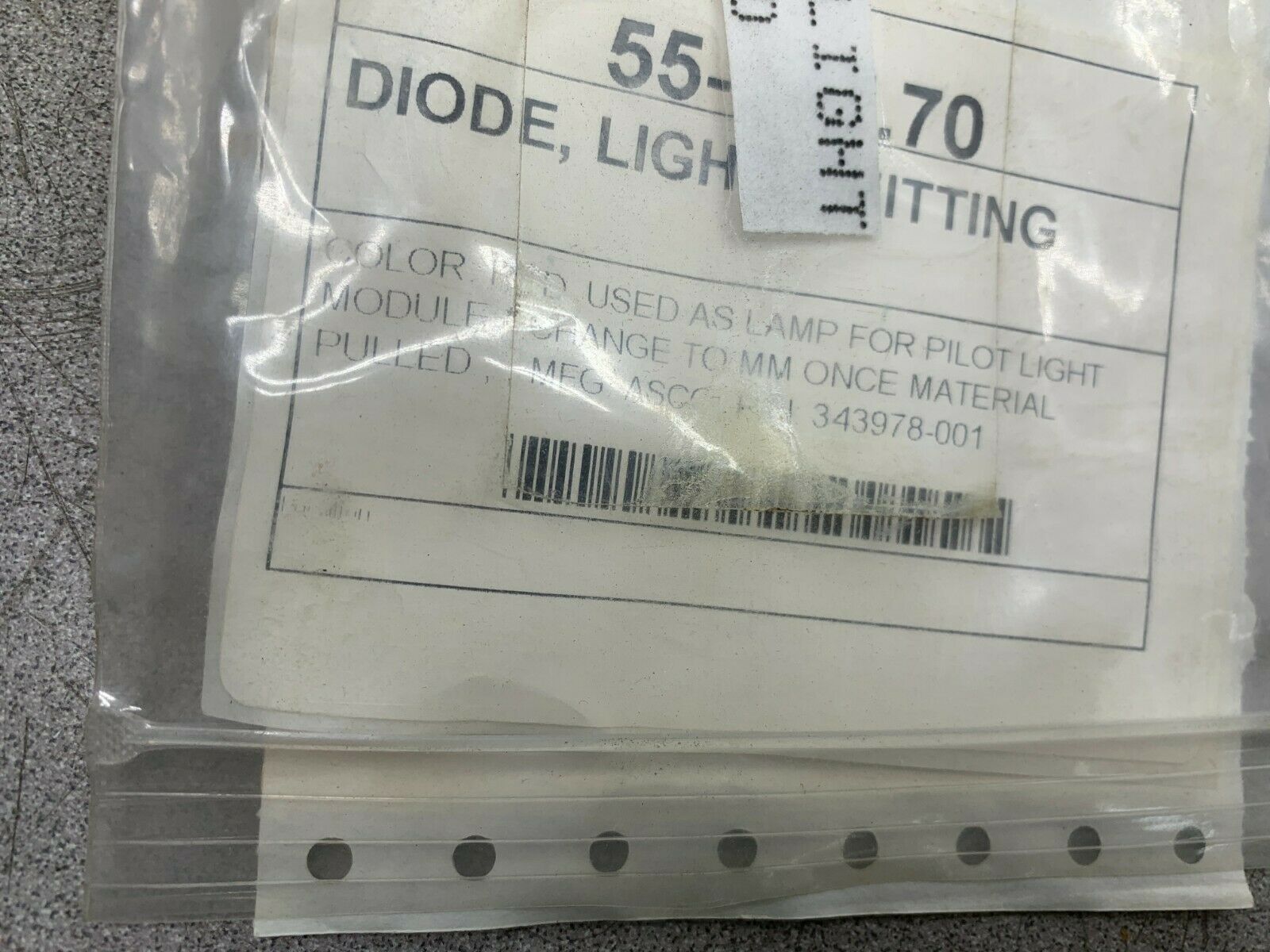 LOT OF 2 NEW ASCO RED DIODE LIGHTS 343978-001