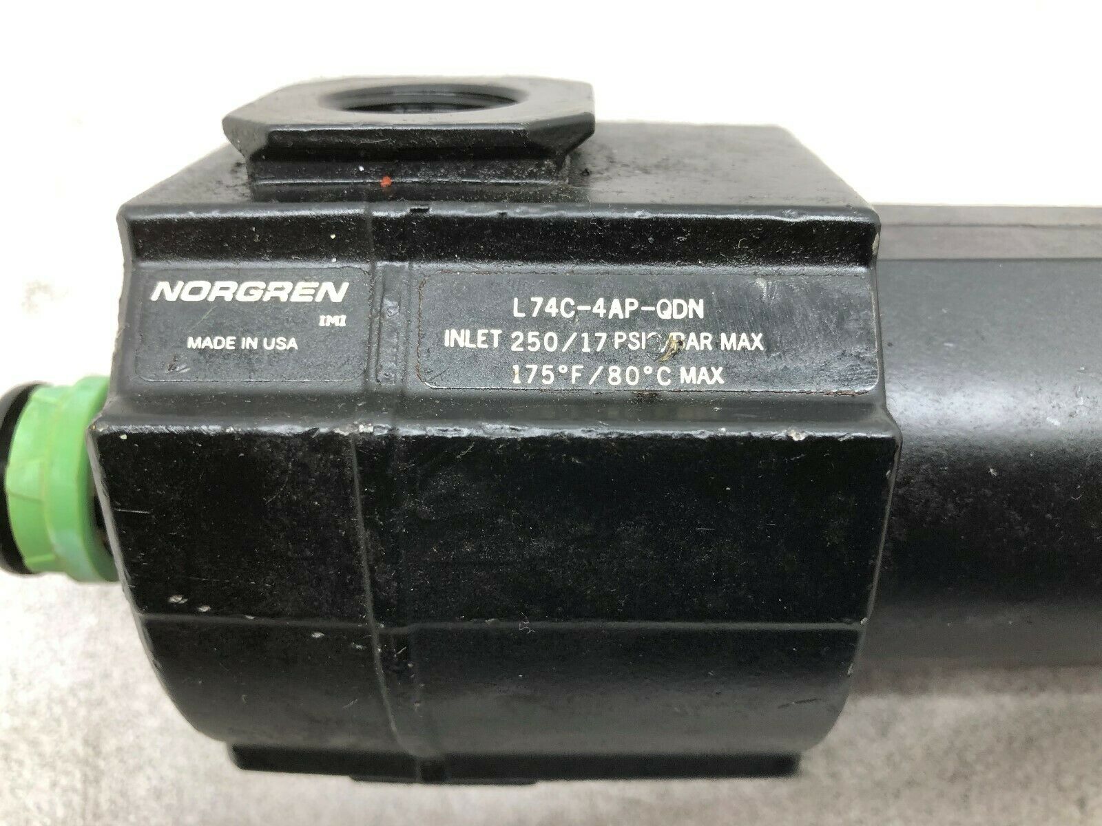 USED NORGREN 250 PSI 1/2 NPT INLINE LUBRICATOR  L74C-4AP-QDN