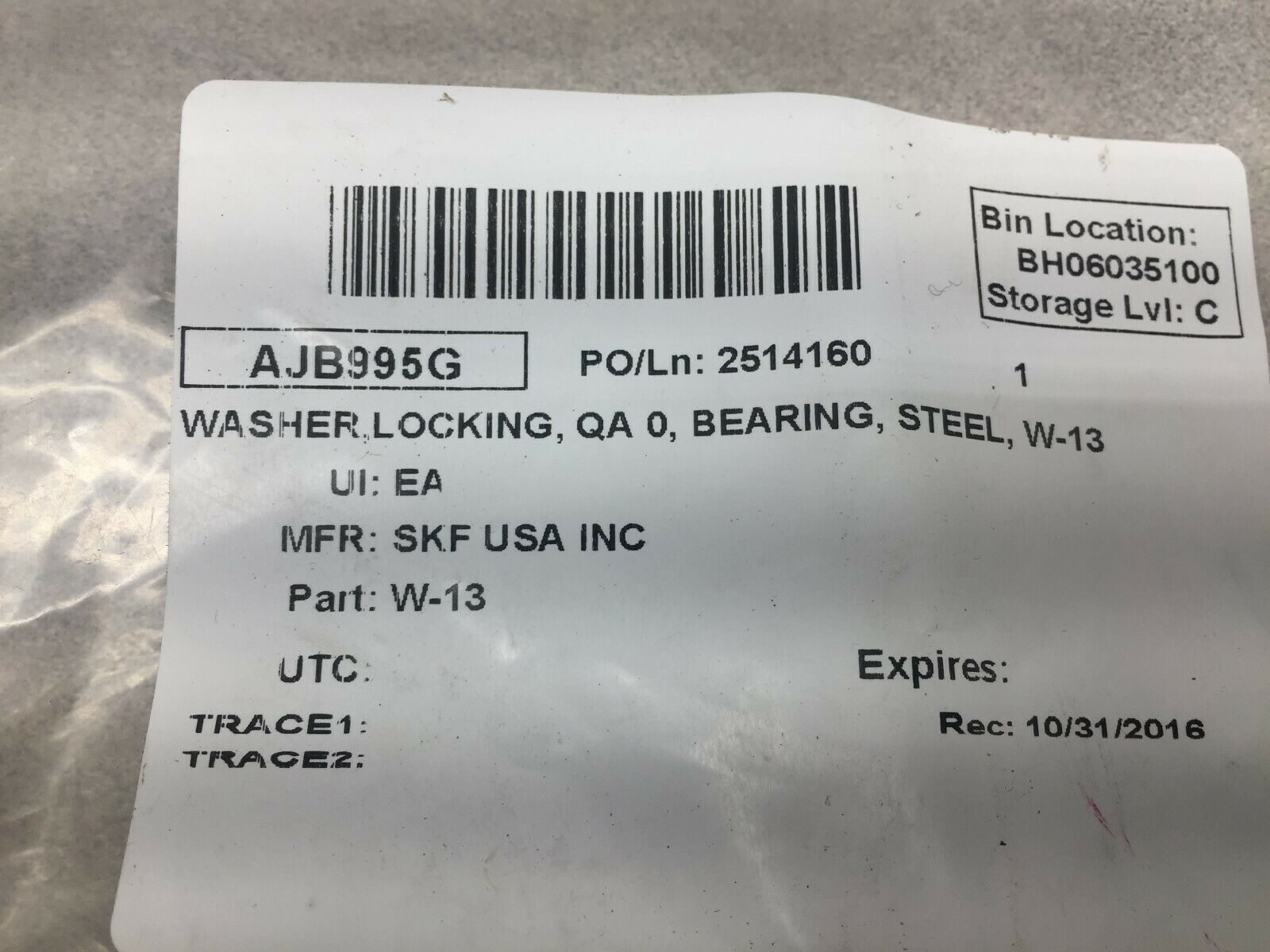 NEW NO BOX LOT OF 5 SKF LOCKING WASHER W-13