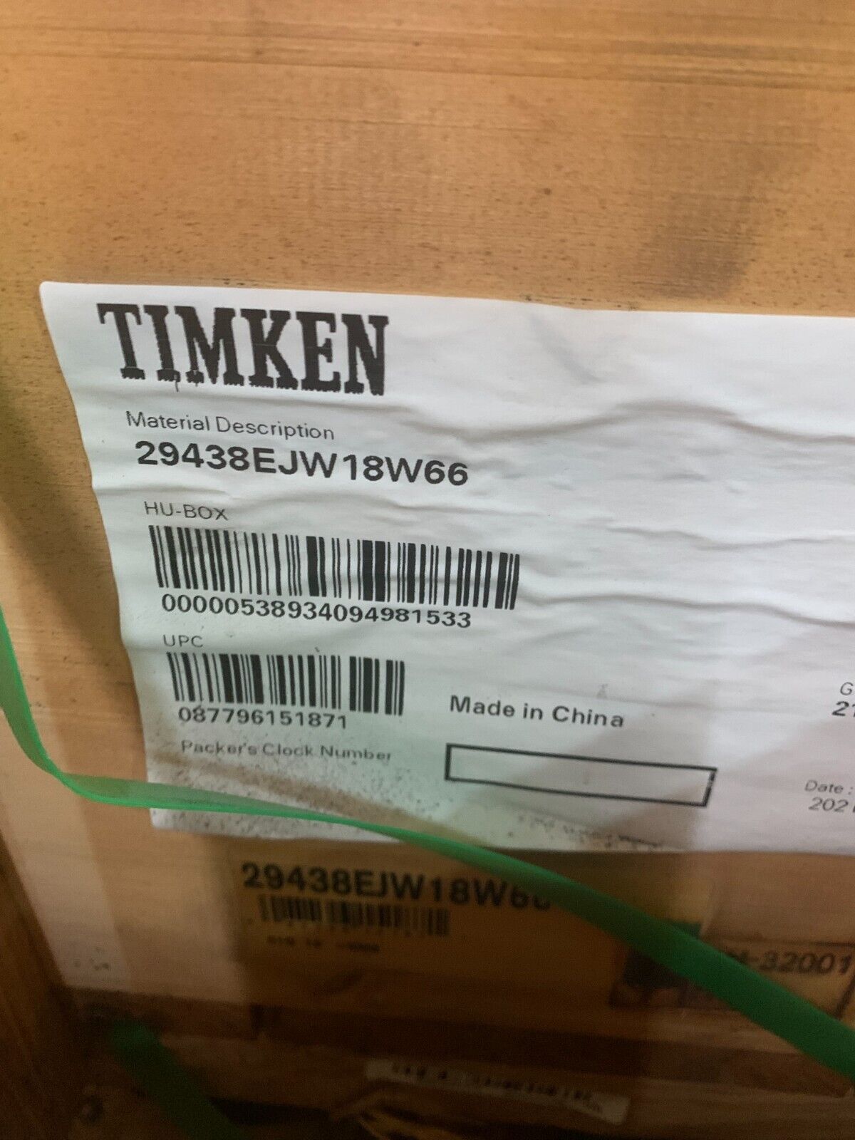 NEW IN CRATE TIMKEN THRUST SPHERICAL ROLLER ASSEMBLY BEARING 29438EJW18W66