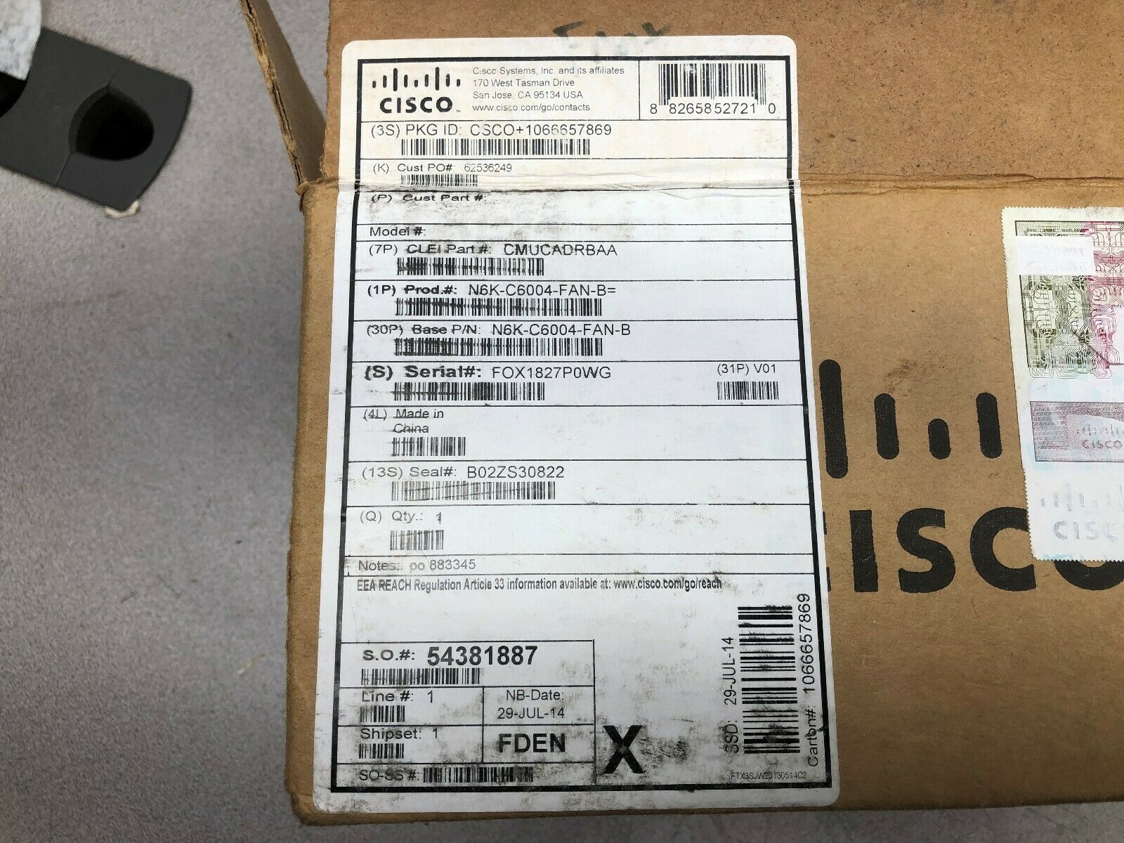 NEW IN BOX CISCO SERVER COOLING FAN N6KC6004-FAN-F