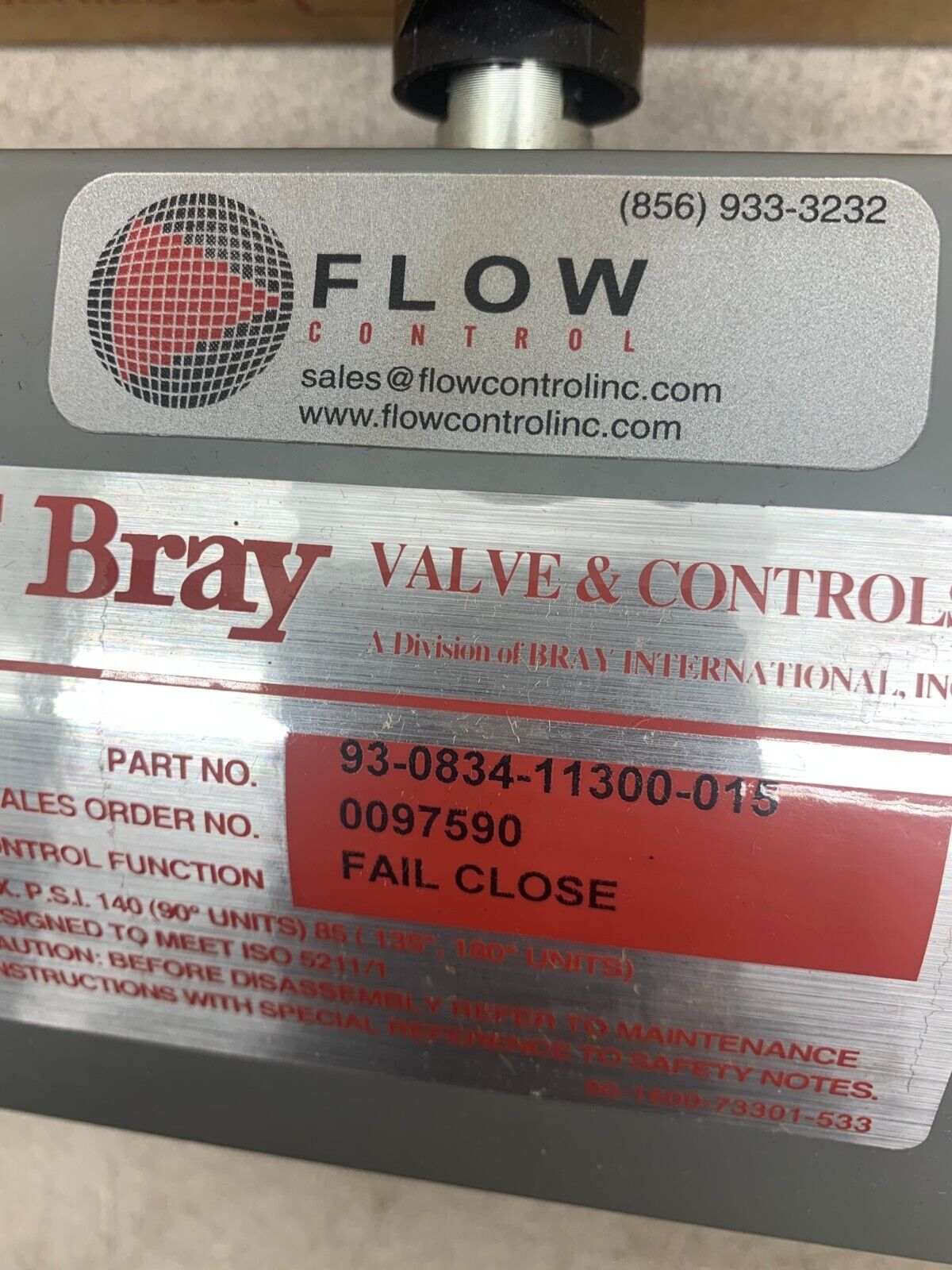 NEW IN BOX BRAY PNEUMATIC ACTUATOR 93-0834-11300-015