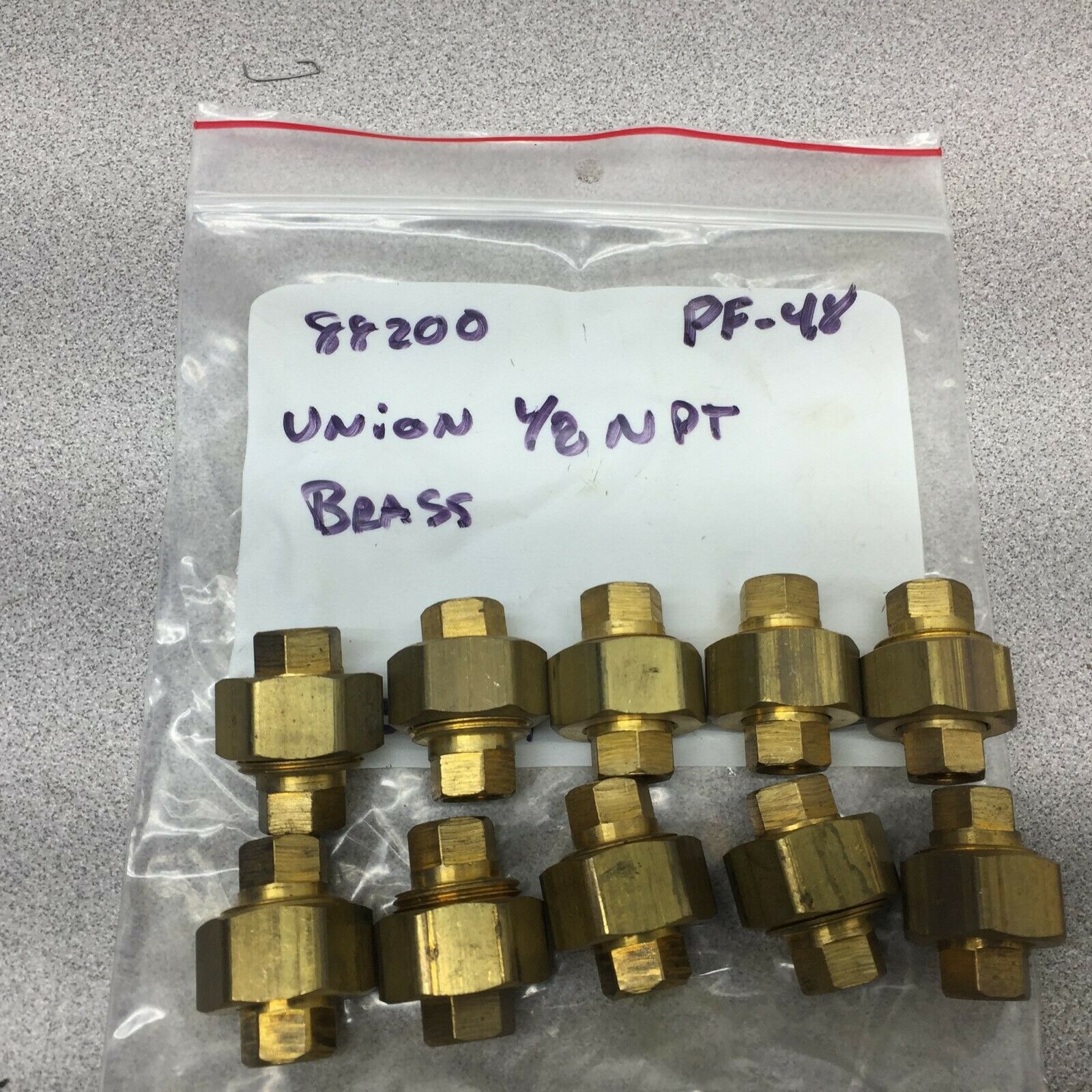 NEW NO BOX (LOT OF 10) PF 1/8" NPT 3 PC BRASS UNIONS 88200 / PF-48