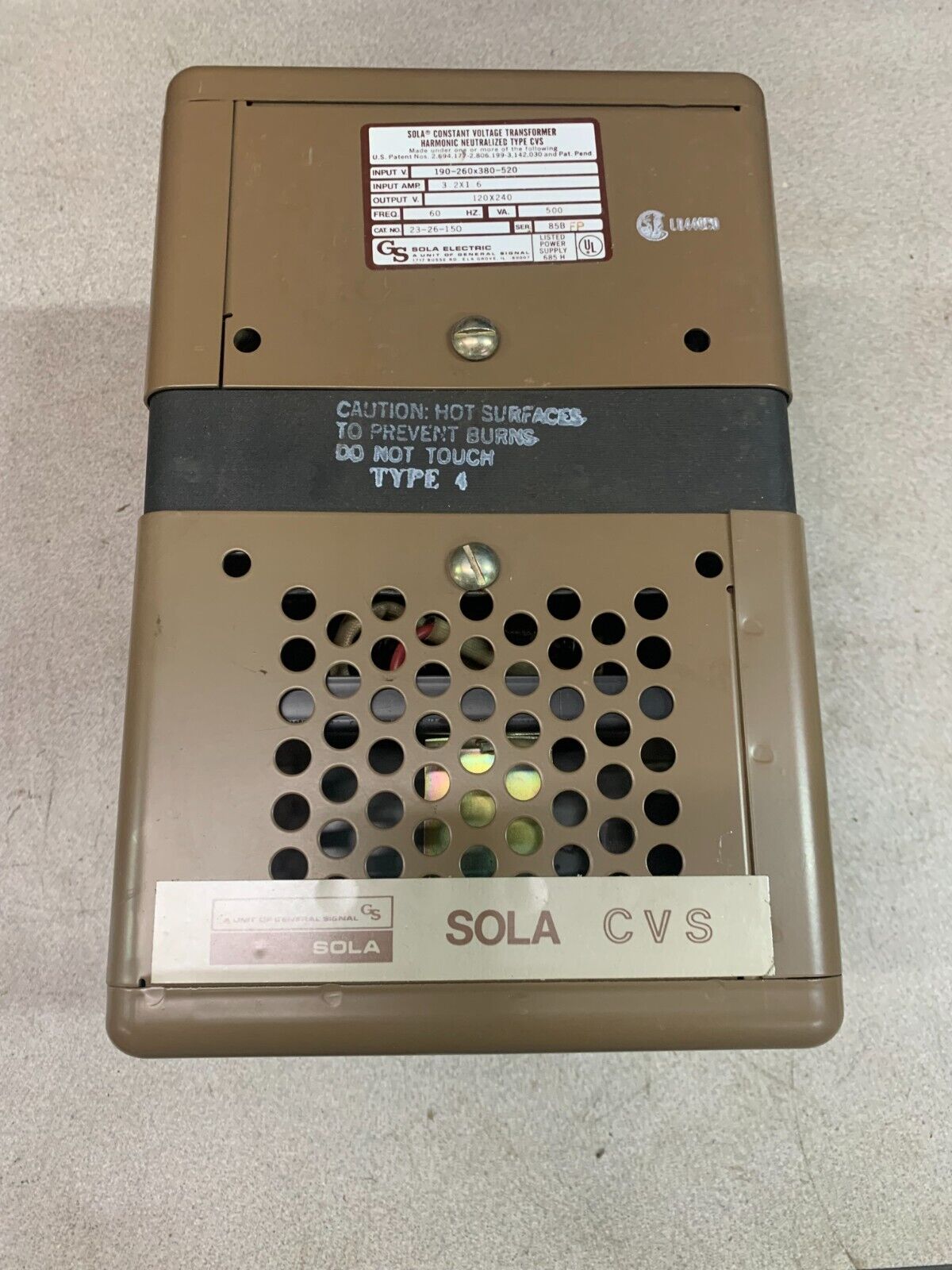 NEW NO BOX SOLA CONSTANT VOLTAGE TRANSFORMER 23-26-150