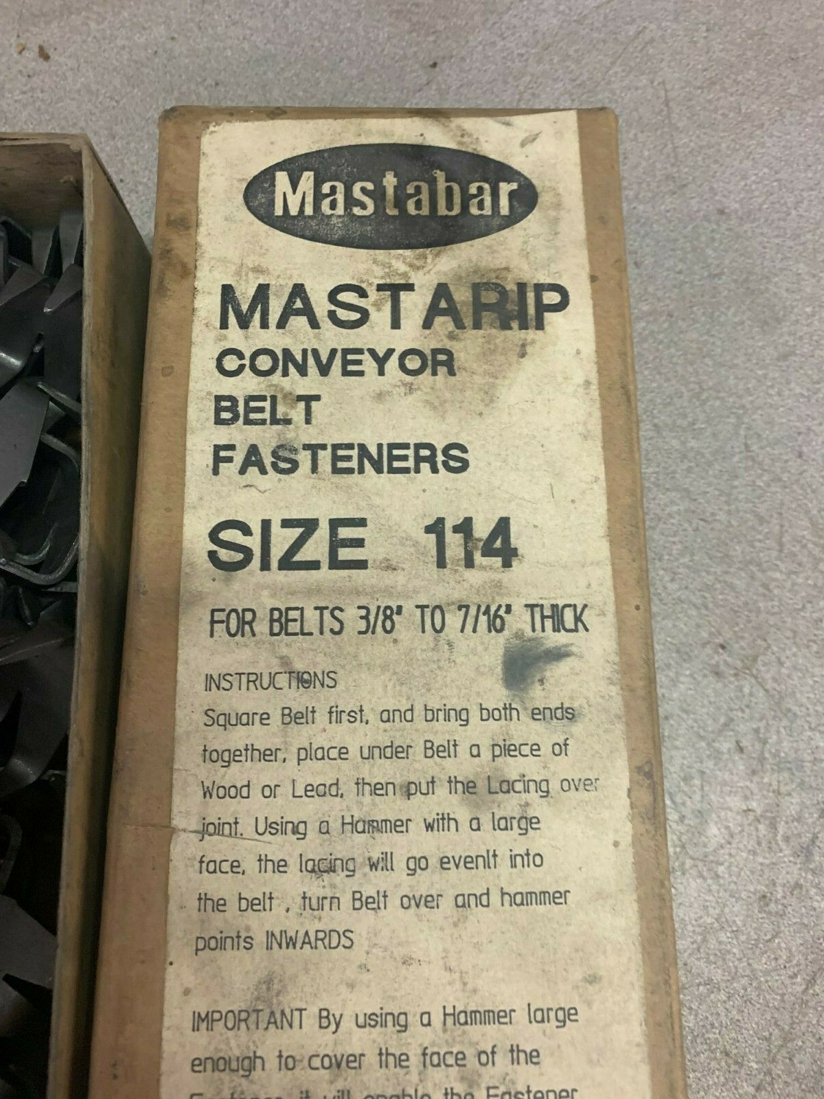 NEW BOX OF MASTABAR MASTARIP 3/8"-7/16" CONVEYOR BELT FASTENERS SIZE 114