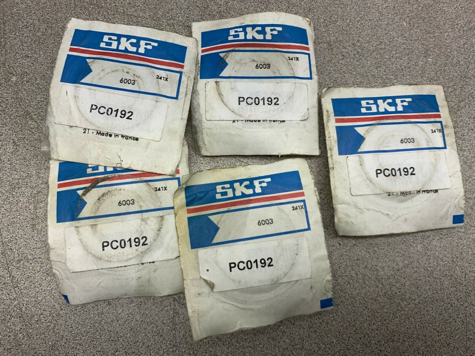 LOT OF 5 NEW IN PACKAGE SKF BEARING 6003