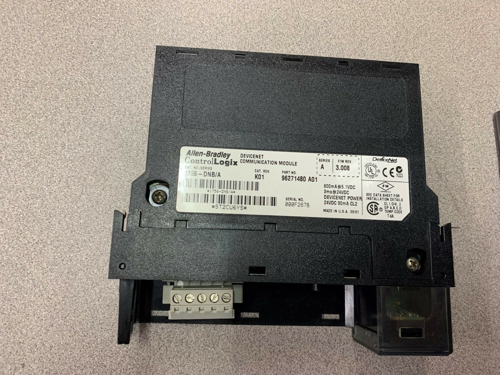 USED (MISSING DOOR) ALLEN BRADLEY CONTROL LOGIX MODULE 1756-DNB SERIES A