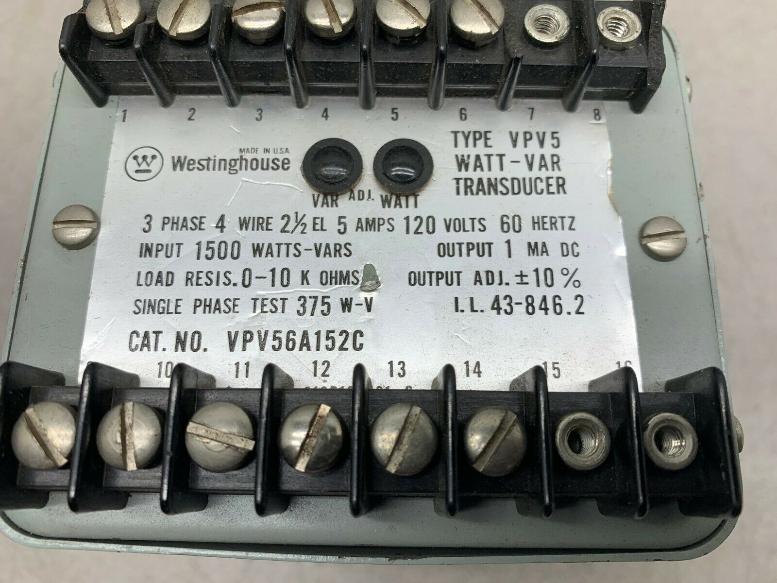 NEW NO BOX WESTINGHOUSE TYPE VPV5 TRANSDUCER VPV56A152C