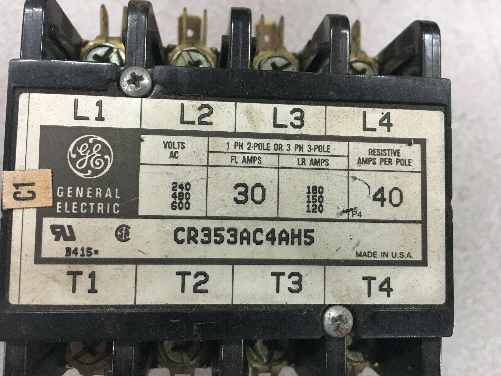 USED  GENERAL ELECTRIC CONTACTOR CR353AC4AH5