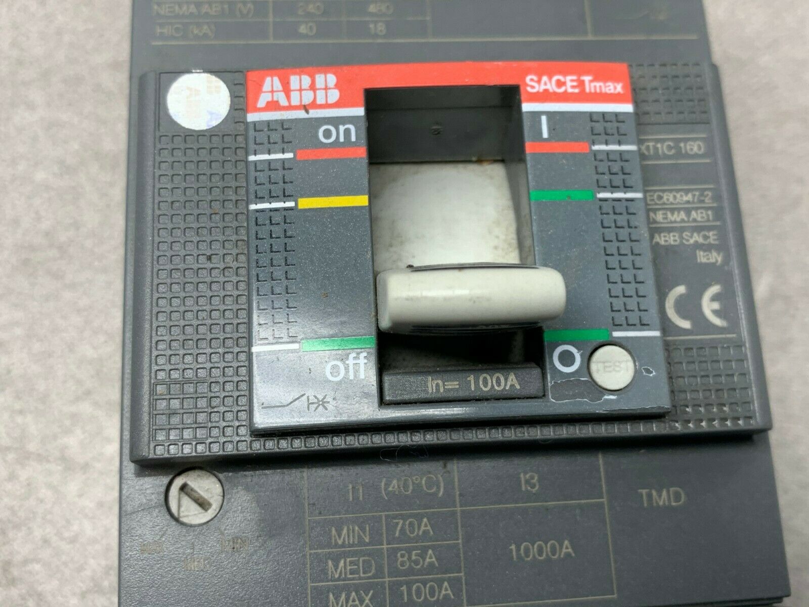 USED ABB CIRCUIT BREAKER XT1C160