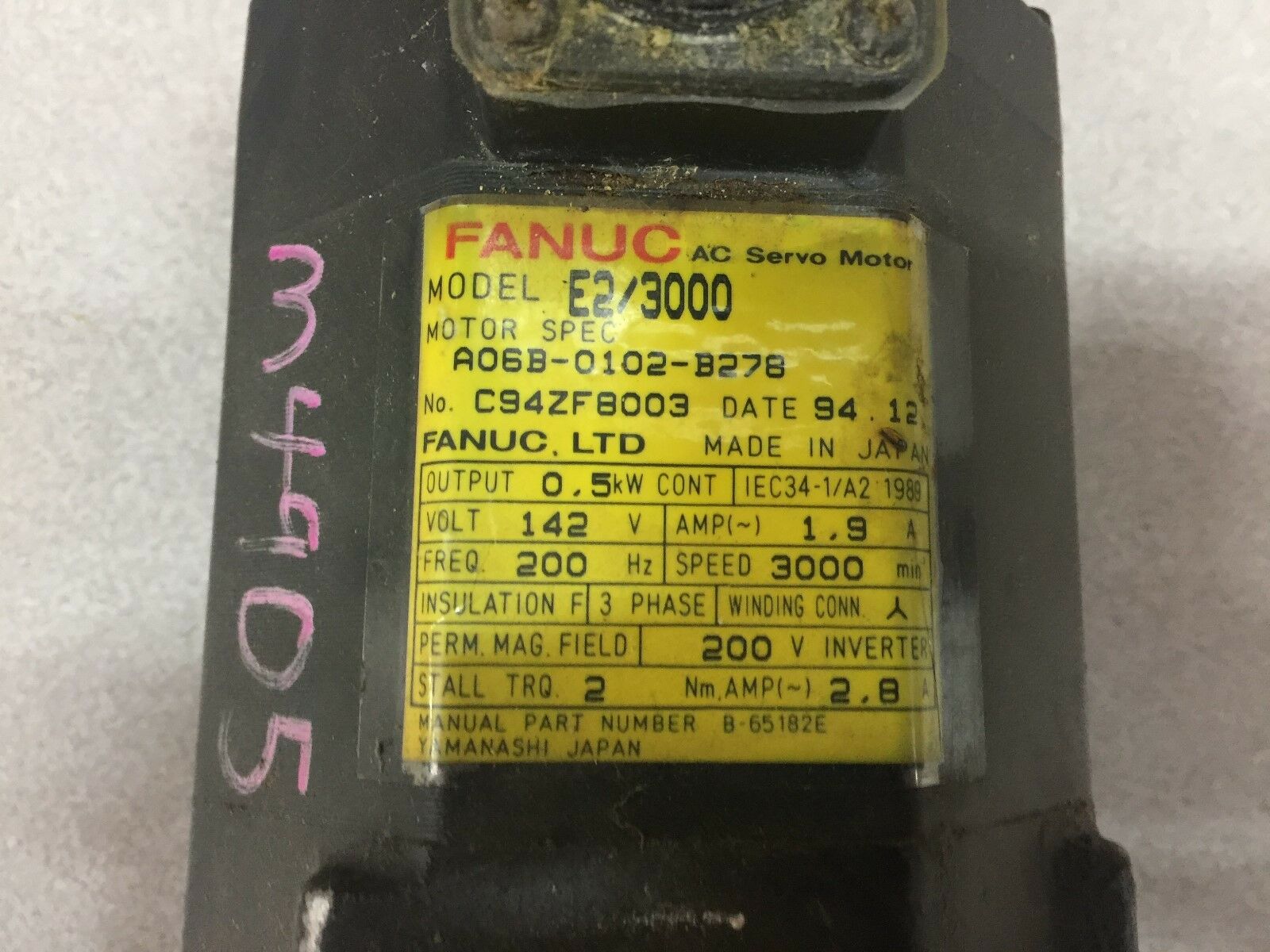 USED FANUC E2/3000 AC SERVO MOTOR AO6B-0102-B278