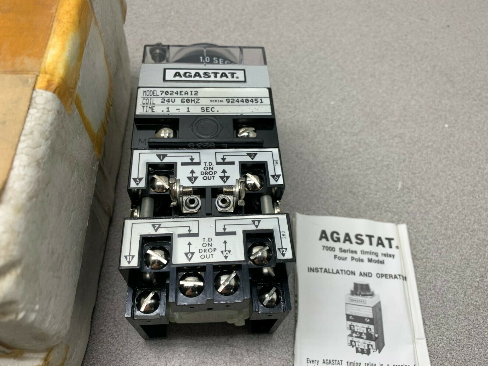 NEW AGASTAT 24V. TIMER .1-1 SEC. TIMING RELAY 7024EAI2