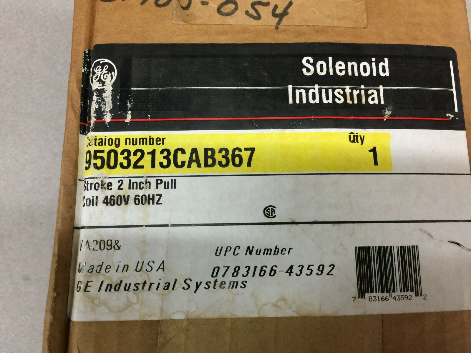 NEW IN  BOX GE  PULL TYPE 2INCH STROKE 460VAC COIL RELAY 9503213CAB367