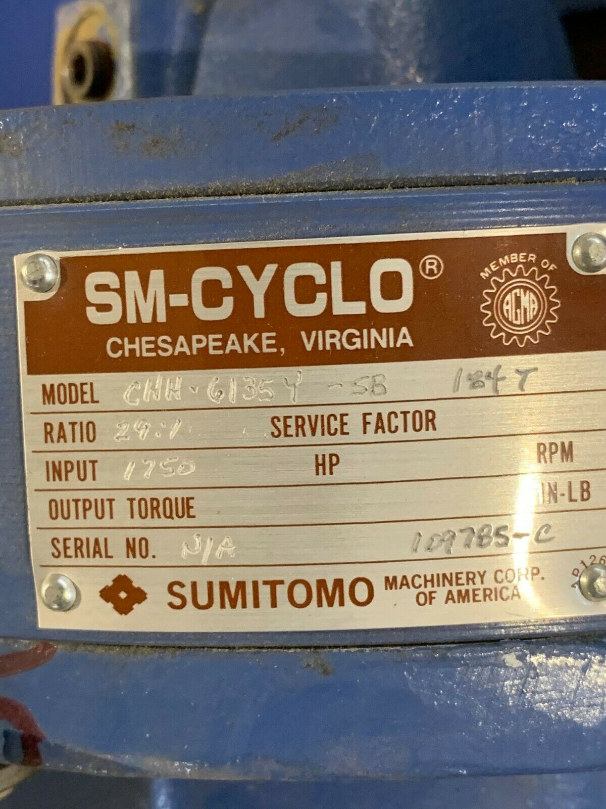 NEW SM-CYCLO SUMITOMO GEAR REDUCER 29:1 RATIO SPEED BOX CHH-6135Y-SB