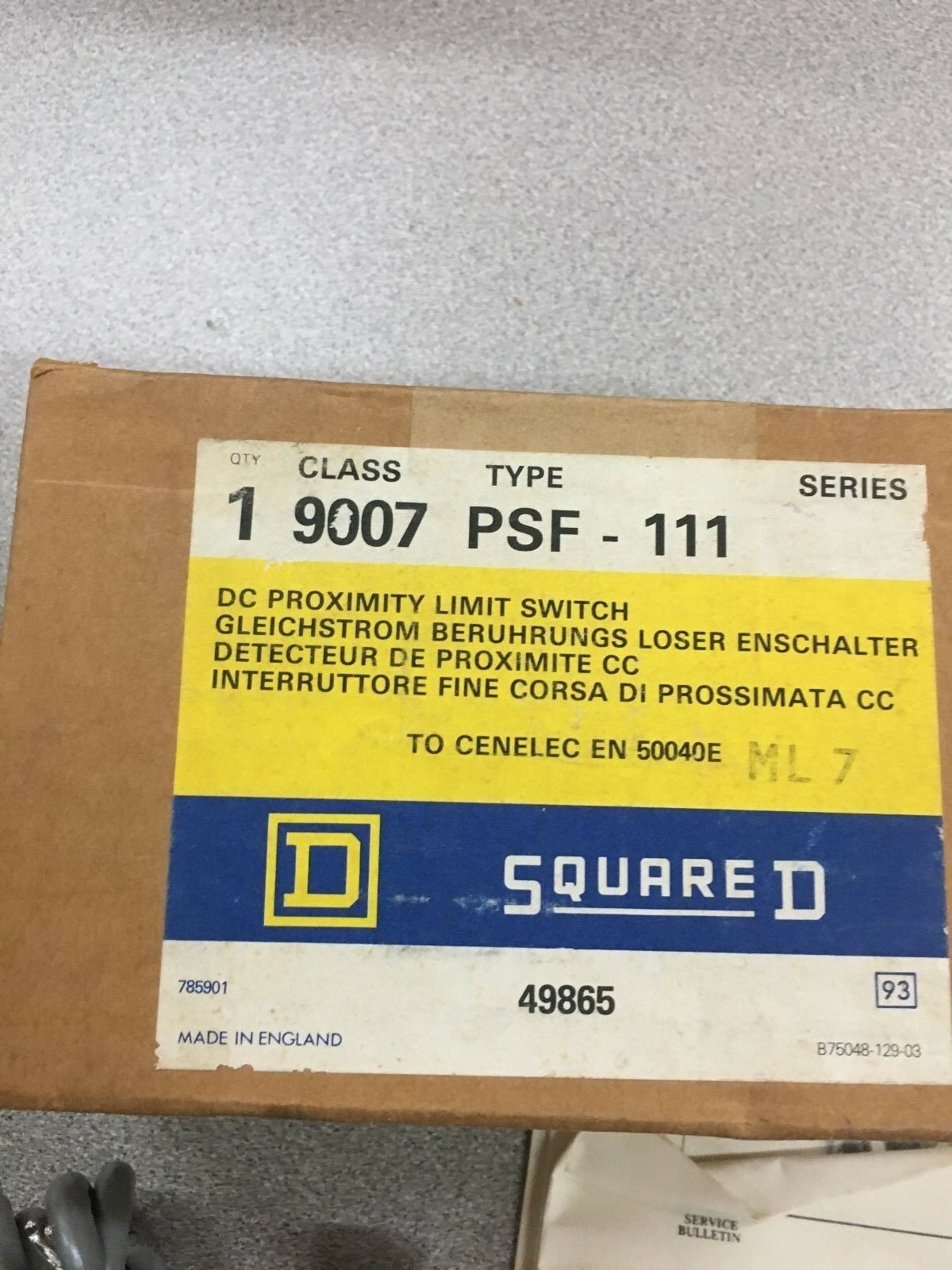 NEW IN BOX SQUARE D DC PROXIMITY LIMIT SWITCH SENSOR 9007 PSF-111