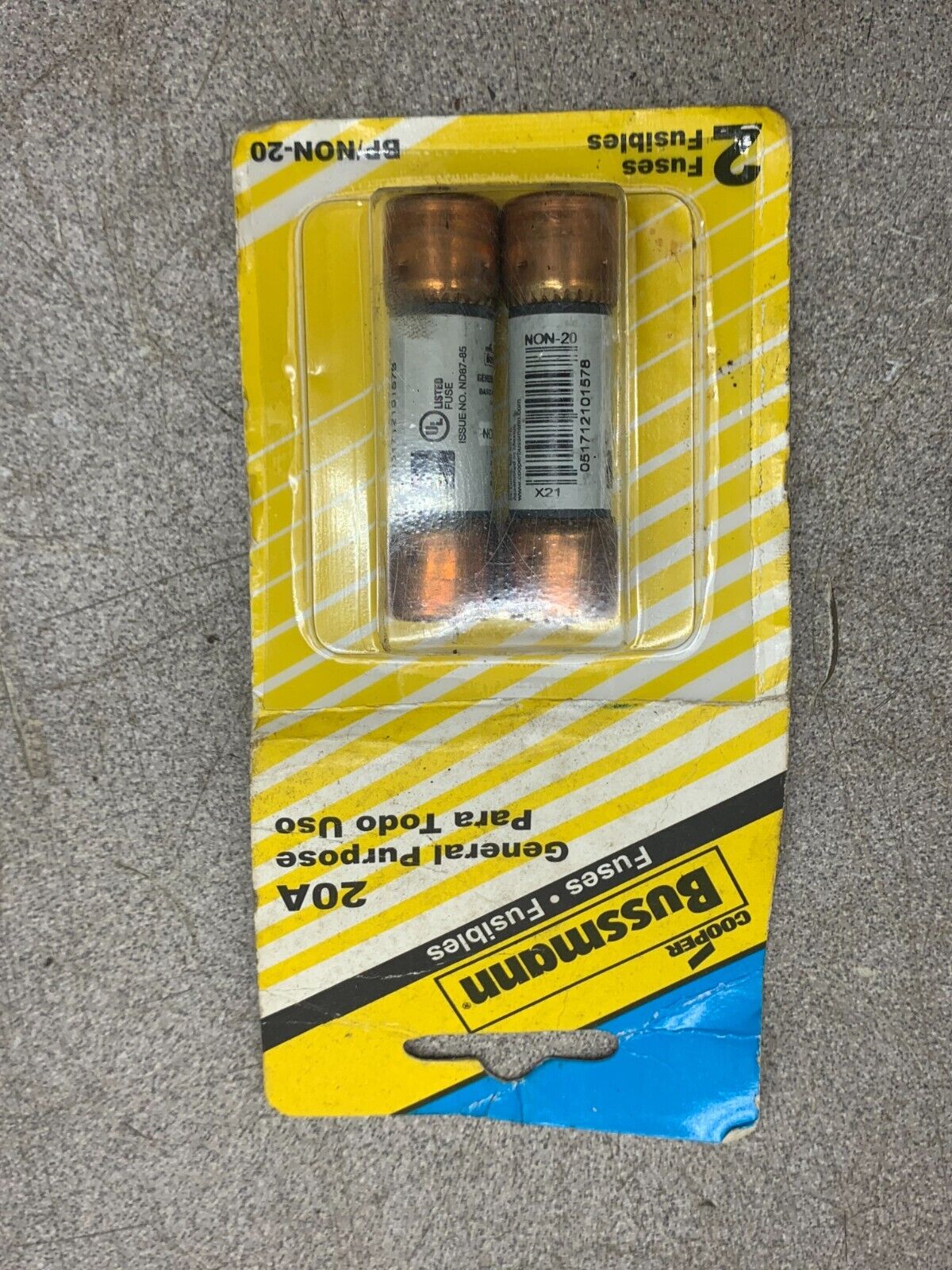 NEW PACK OF 2 COPPER BUSSMANN 20AMP NON-20 GENERAL PURPOSE FUSES BP/NON-20