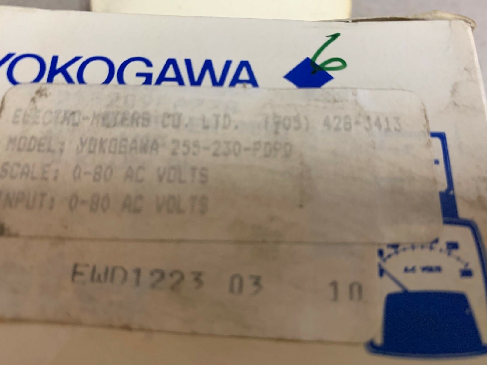 NEW IN BOX YOKOGAWA 0-80 AC VOLTS 255-230-PDPD