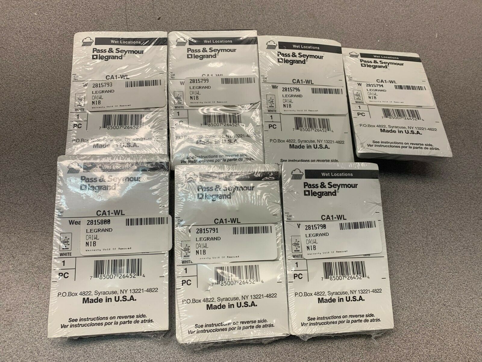 LOT OF 7 NEW NO BOX PASS & SEYMOUR SWITCH CA1-WL