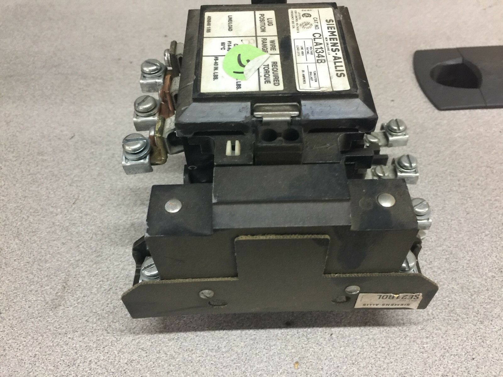 USED SIEMENS CONTACTOR 3POLE CLA134B