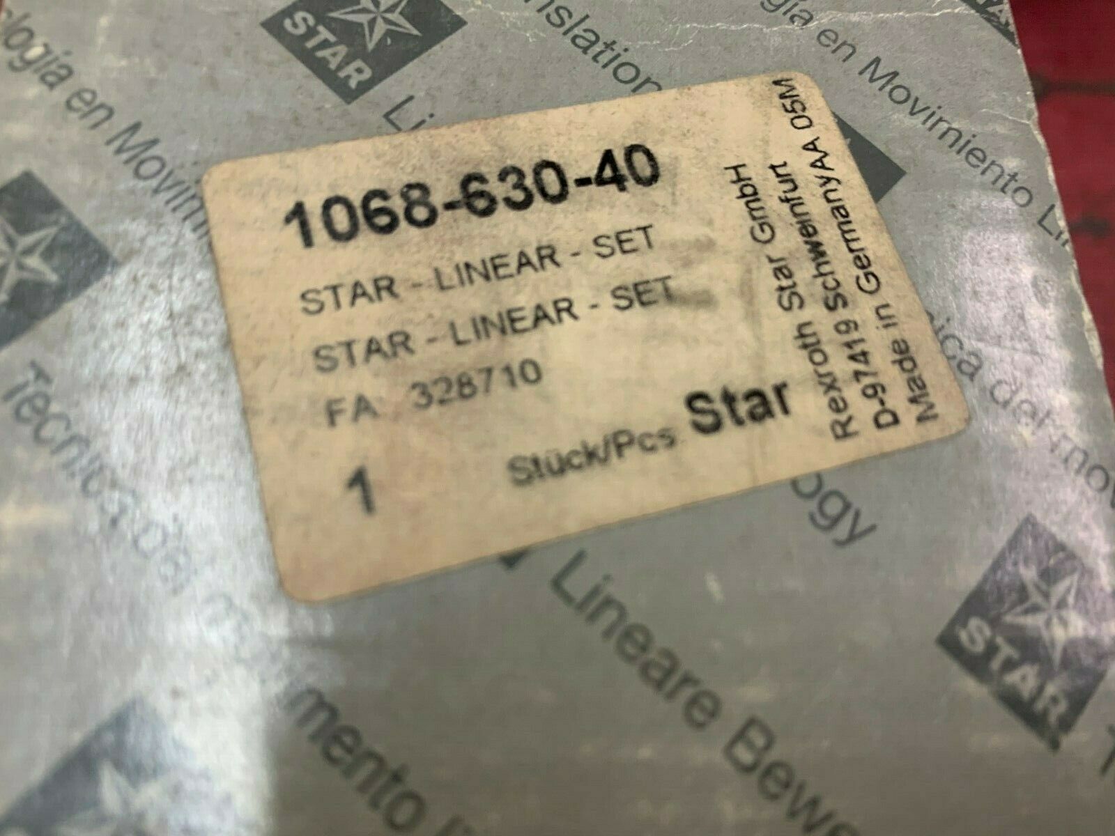 NEW IN BOX STAR LINEAR BEARING 1068-630-40