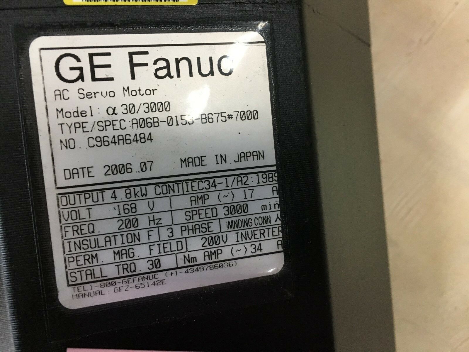 NEW NO BOX FANUC AC SERVO MOTOR A06B-0153-B675 #7000 **READ**