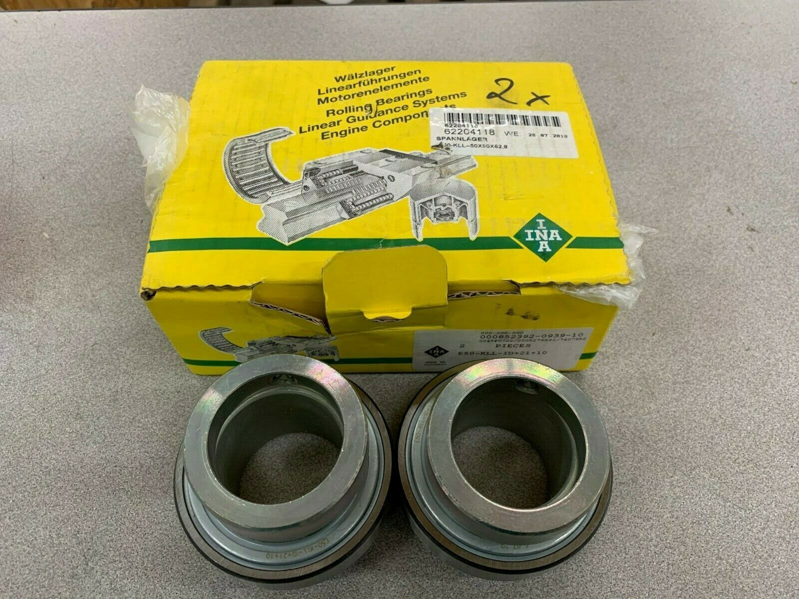 NEW BOX OF 2 INA INSERT BEARINGS E50-KLL-ID+21+10