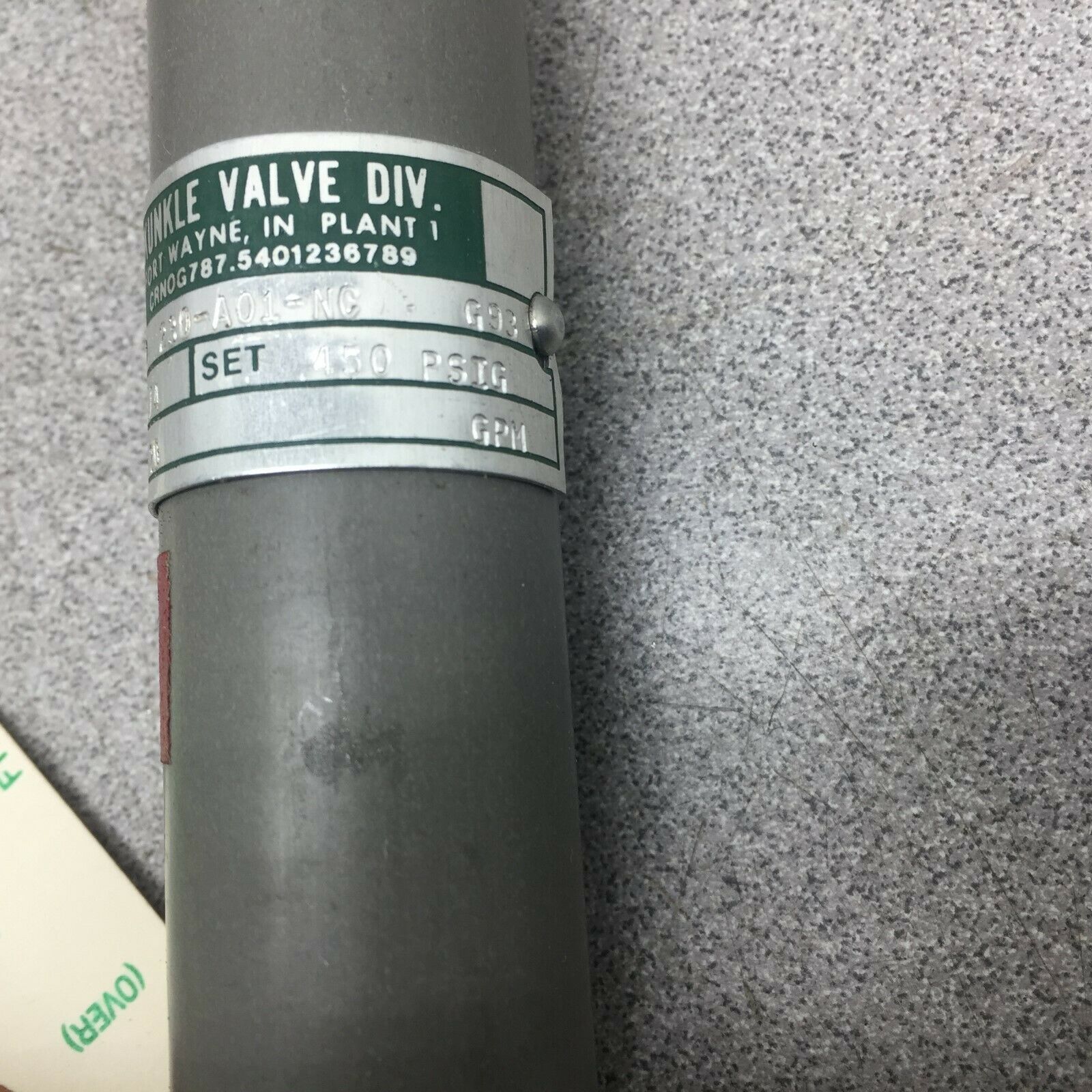 NEW IN BOX KUNKLE VALVE 1/4" 450 PSI SAFETY RELIEF VALVE 230-A01-NC