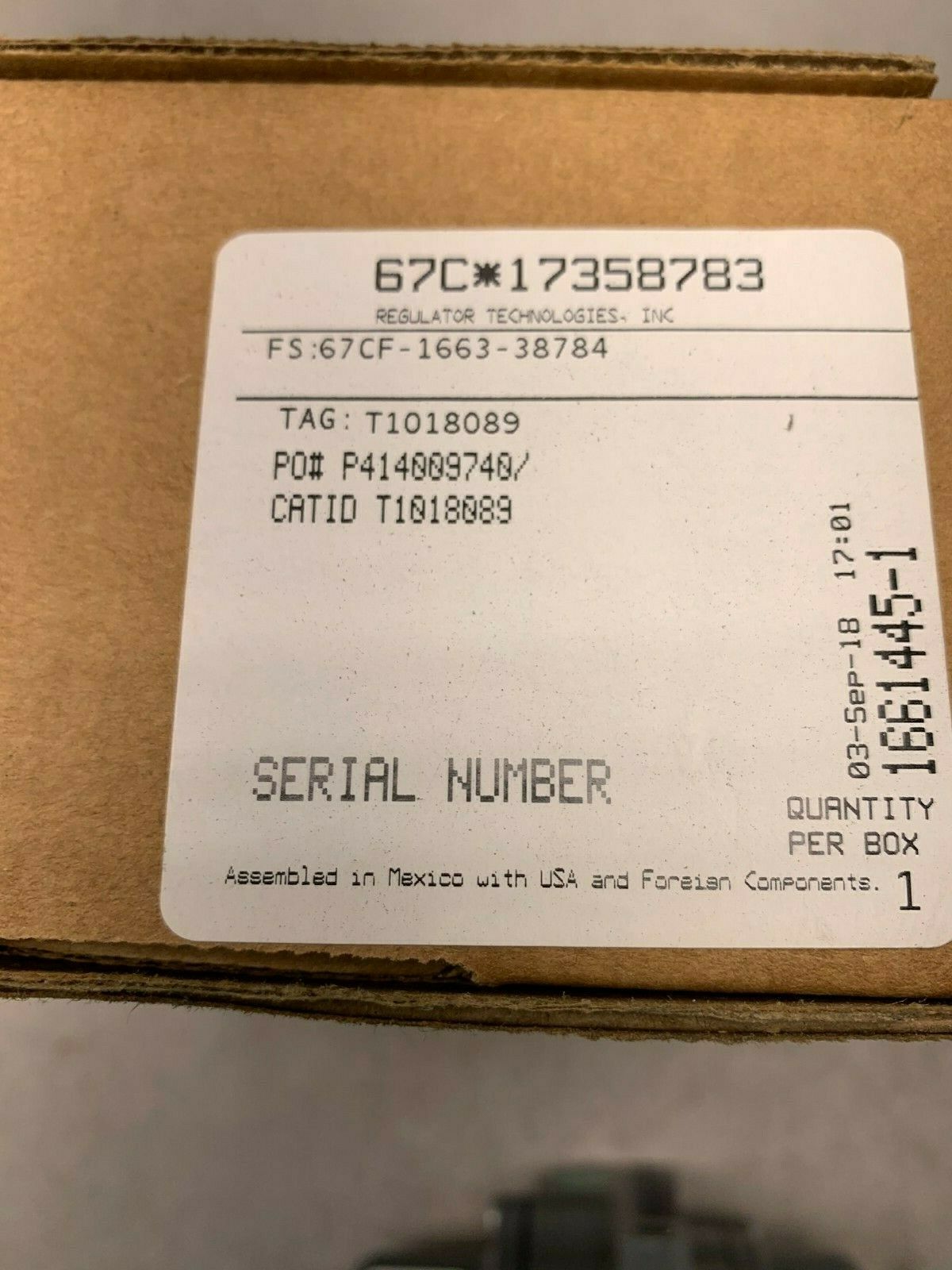 NEW IN BOX FISHER PRESSURE REGULATOR 67CF-1663-38784