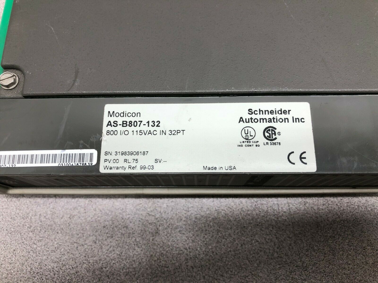 USED LOT OF 2 MODICON 32 PT 115 VAC INPUT MODULE AS-B807-132