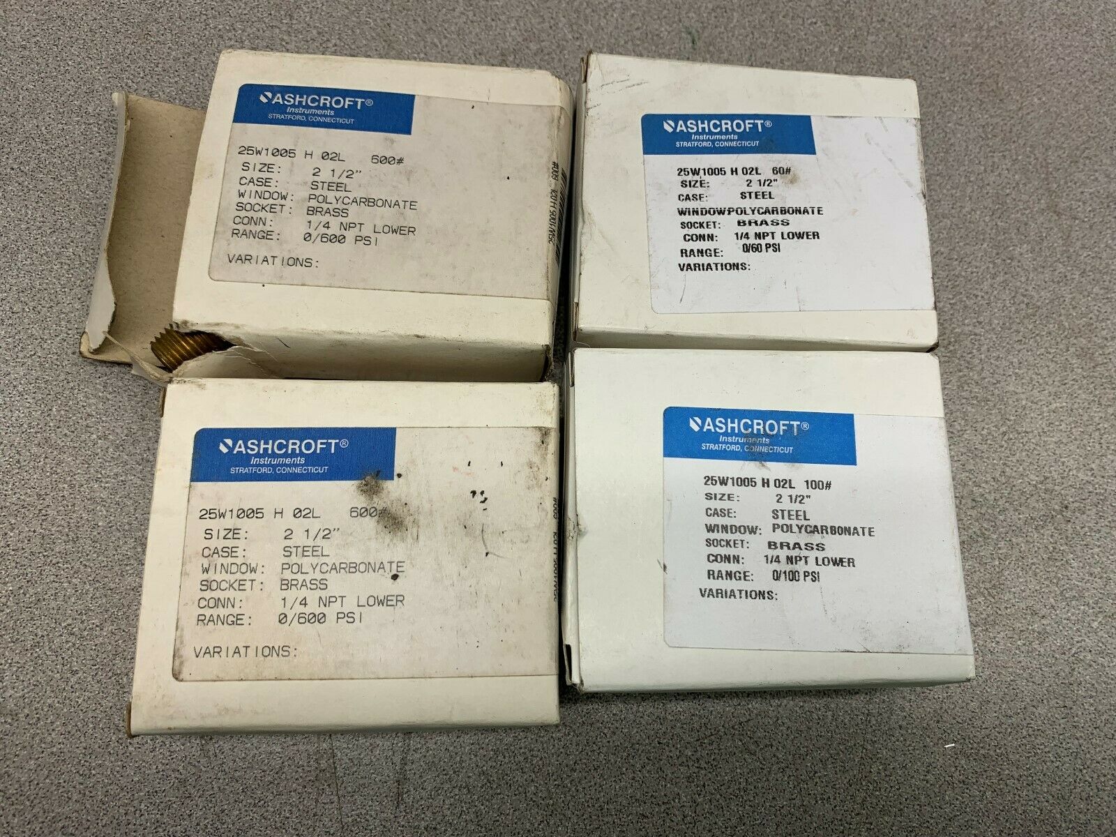 LOT OF 4 NEW IN BOX ASHCROFT METER 15W1005 H 02L