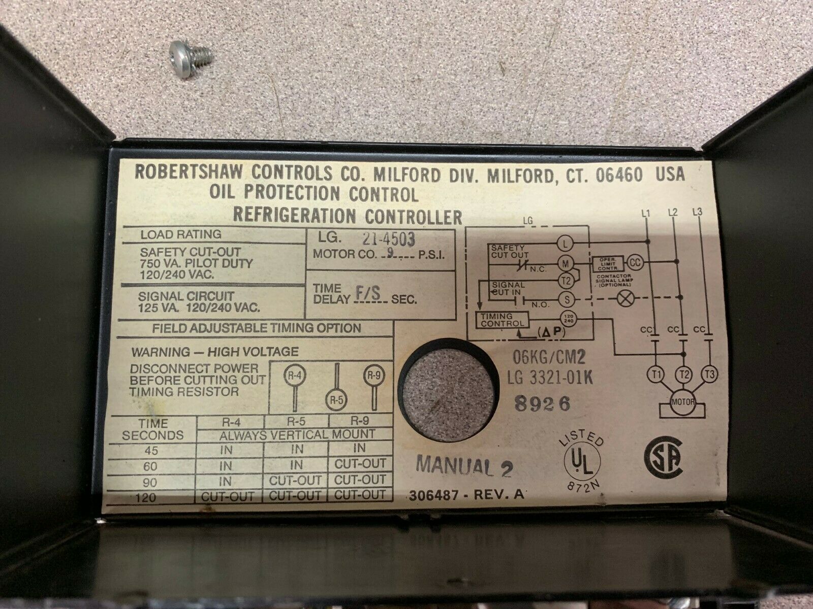 NEW NO BOX ROBERTSHAW GARD-PAK IV CONTROLLER 306487 REV. A