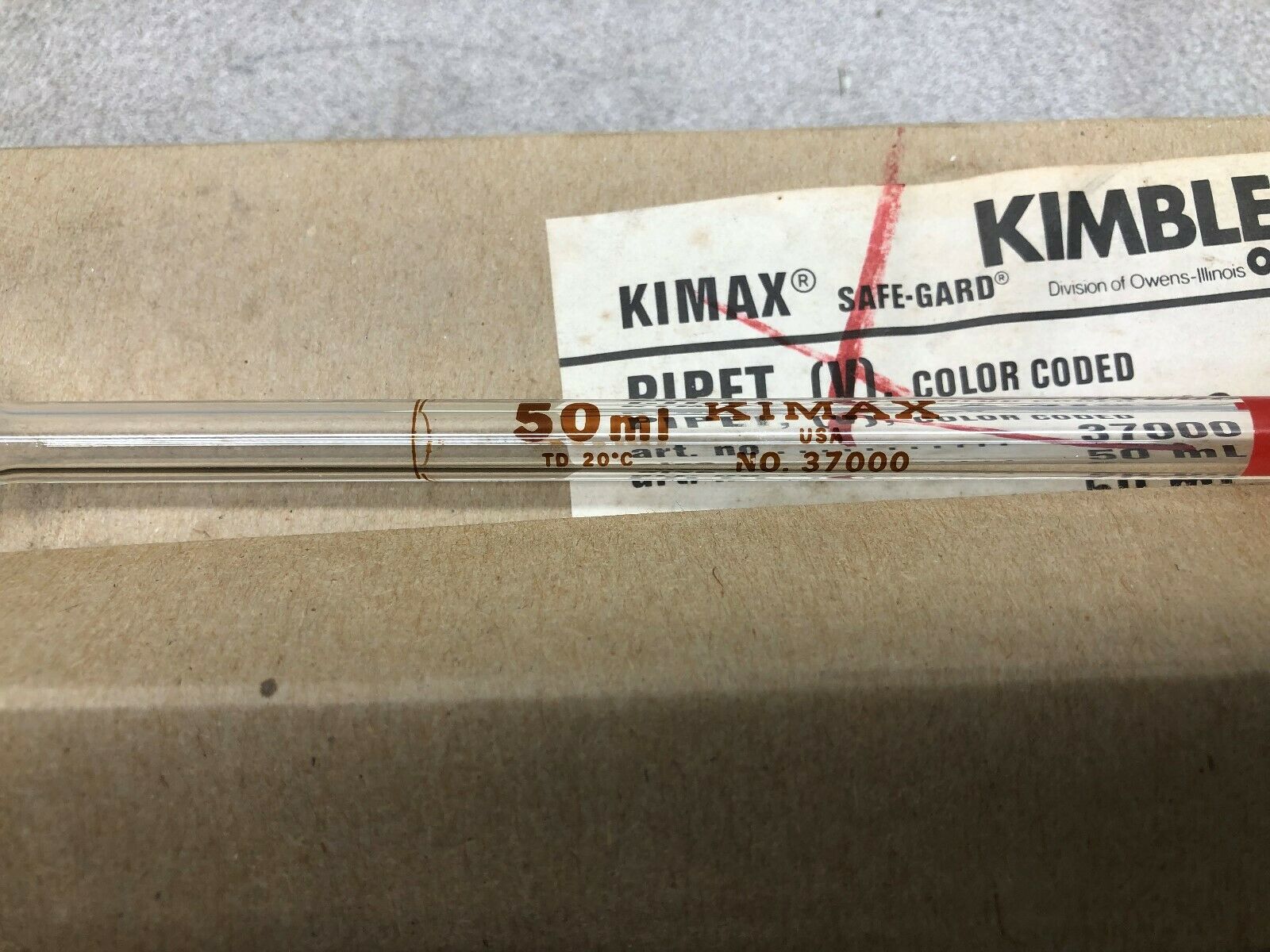 NEW IN BOX OF 6 KIMBLE SAFE-GUARD 50 ML PIPET 37000